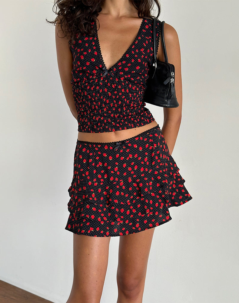 Bild von Camigi Minirock in Strawberry Polka Schwarz