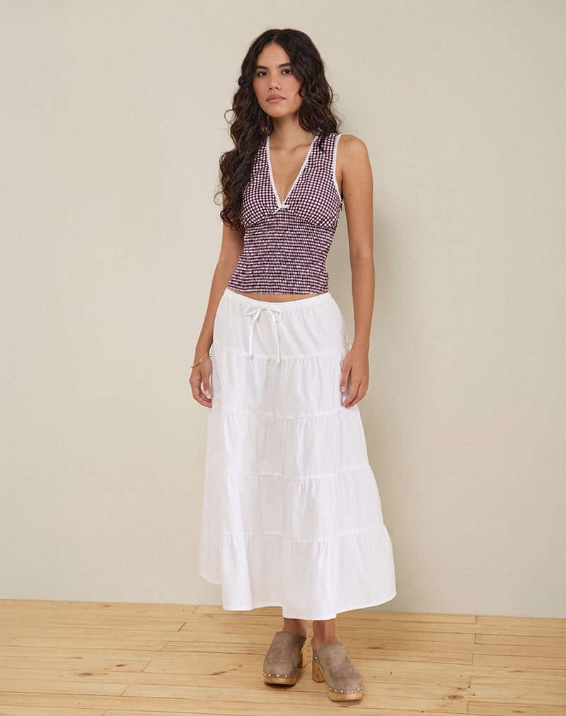 Bild von Hevalis Plunge Top in Mini Gingham Wein