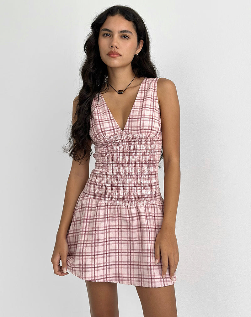 Image of Hevoria Minikleid in Basic Tartan Rosa