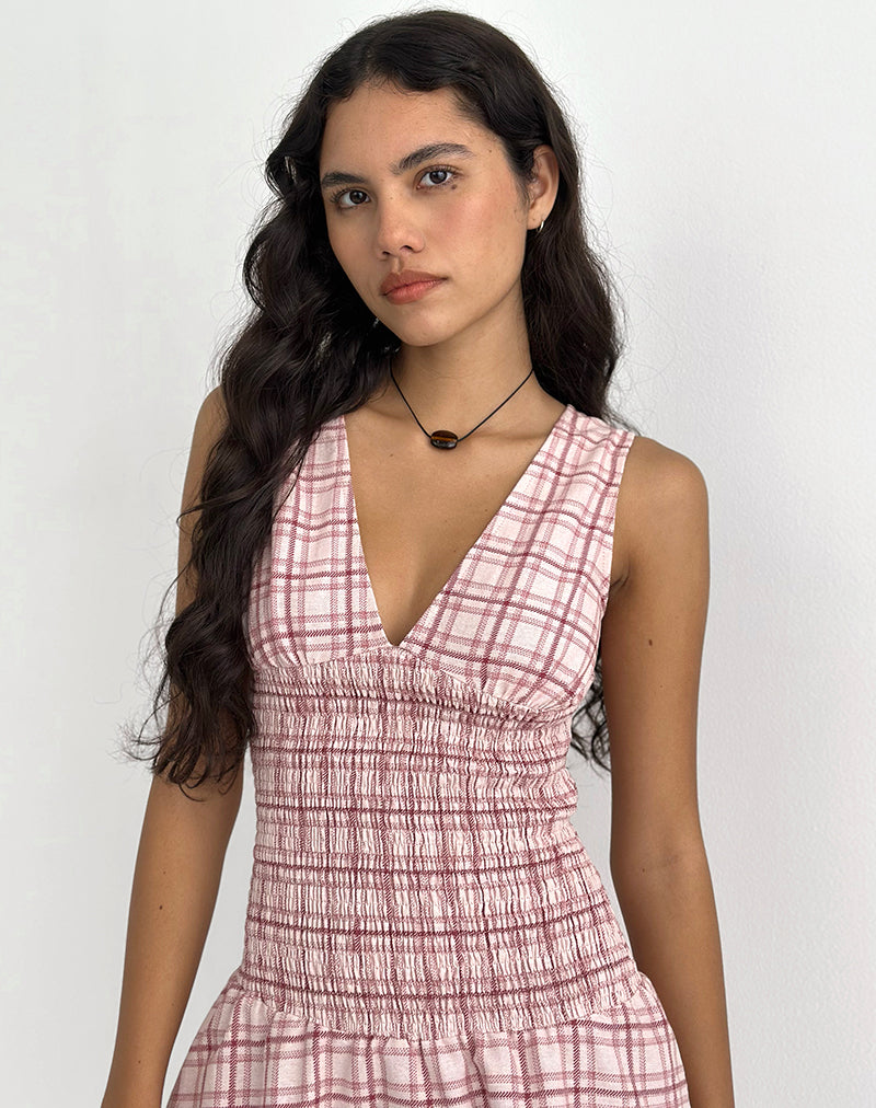 Image of Hevoria Minikleid in Basic Tartan Rosa