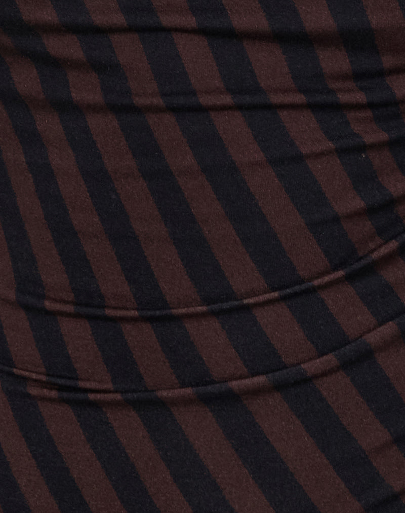Hikari Top in Maroon mit Diagonalstreifen