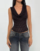 Hikari Top in Maroon mit Diagonalstreifen