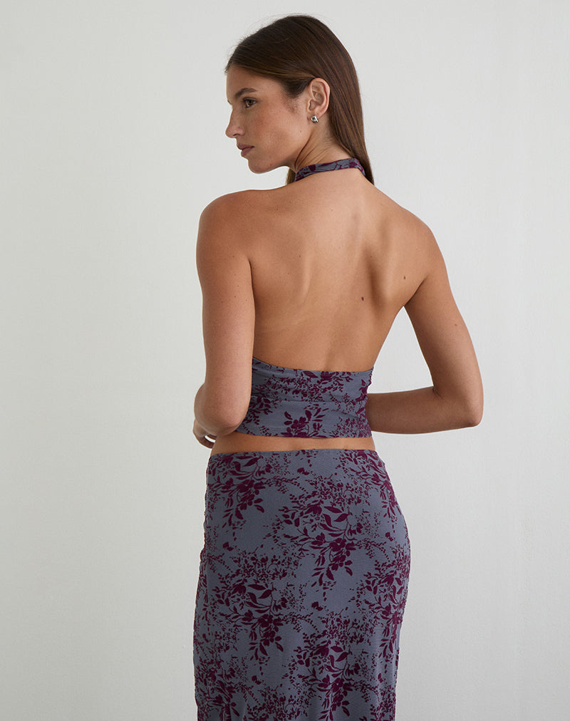 Image of Hineba Top in Fine Leaf Flock Smoke Grey