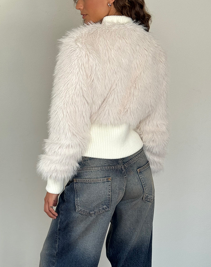 Image of Homari Zottelige Kunstfelljacke in Creme