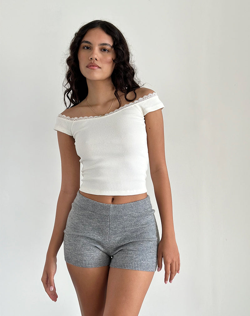 Husan Hot Pants in Grau gestrickt