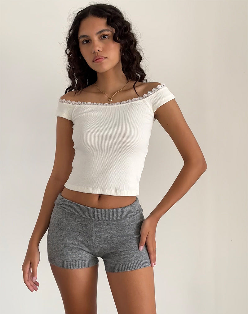 Husan Hot Pants in Grau gestrickt