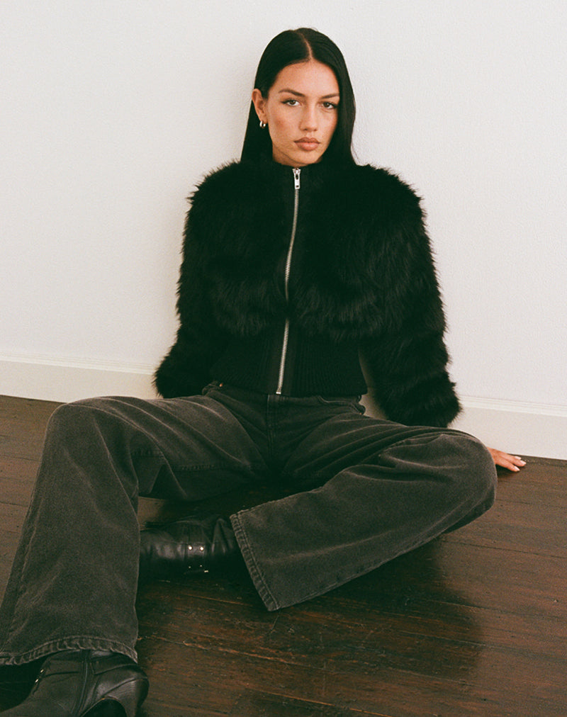 Image of Homari Zottelige Kunstfelljacke in Schwarz