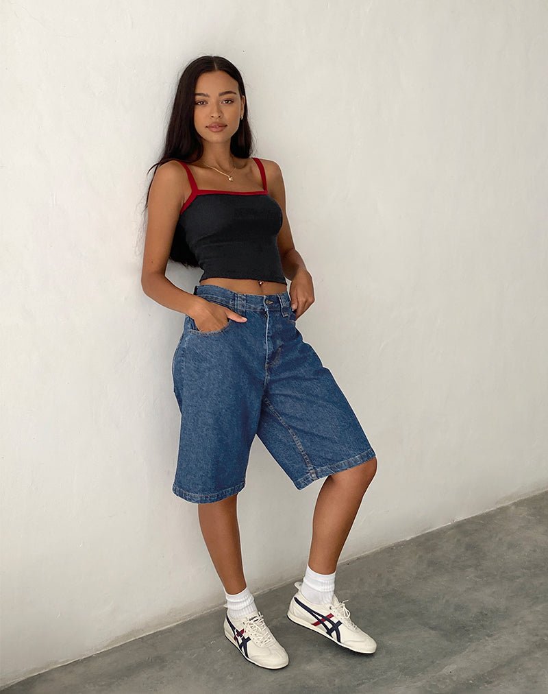 Niedrig geschnittene Skater-Shorts in Core Blue Stone