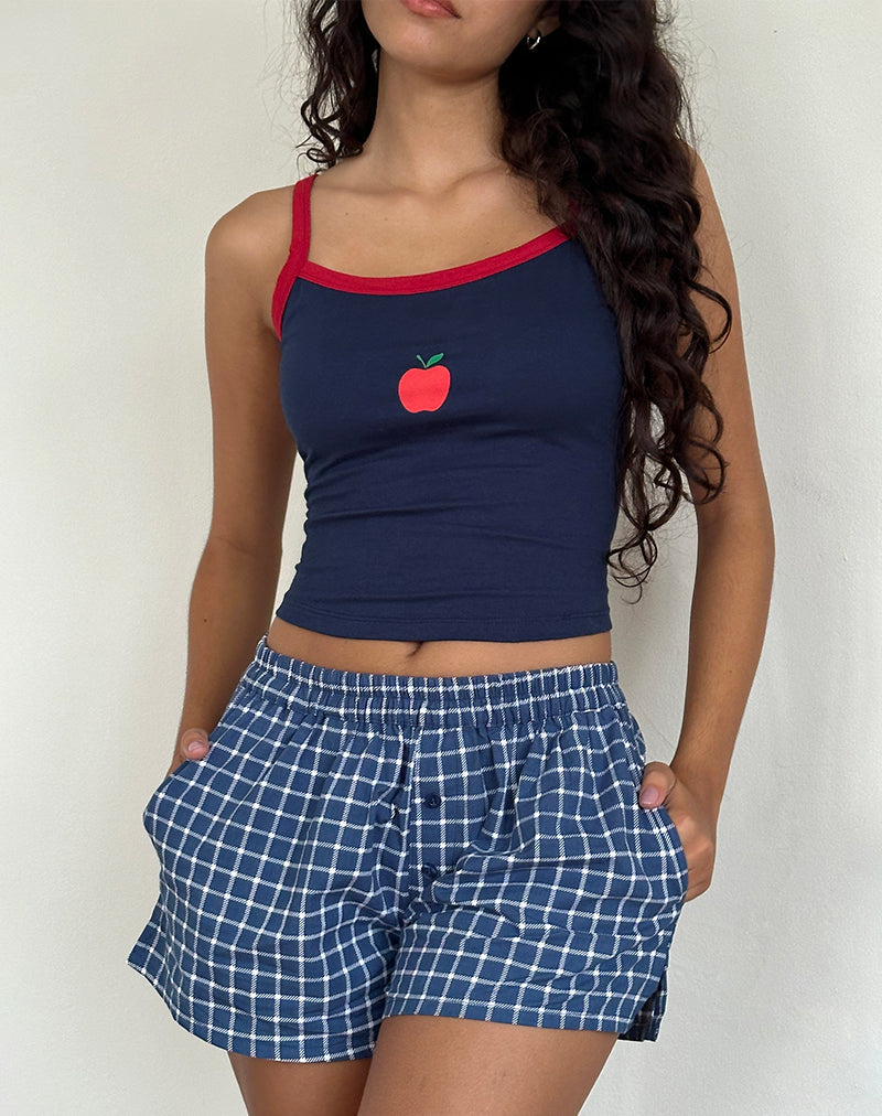 Laboxe Short in Marineblau Tartan Popeline