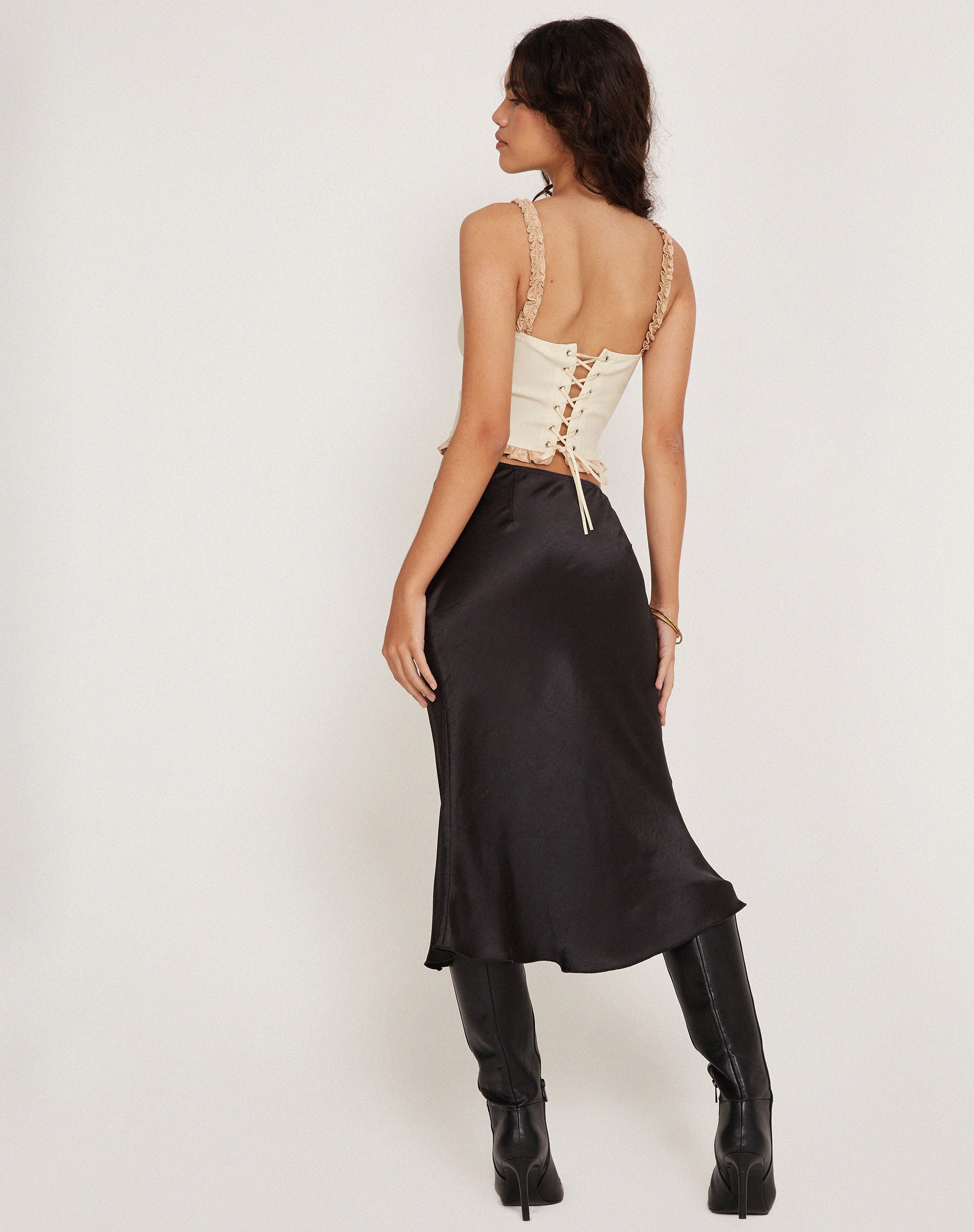 Image of Idalia Korsett-Top in Creme mit Satin-Rüsche