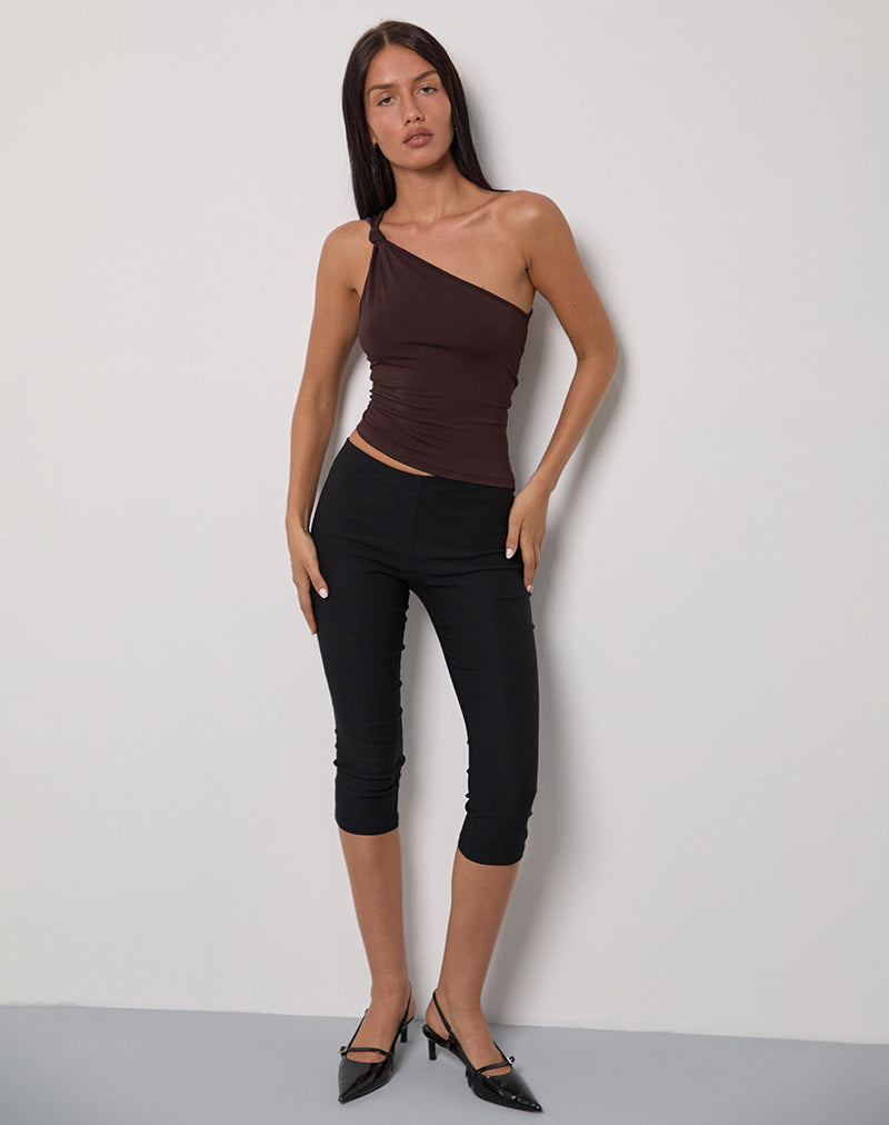 Idra Asymmetrisches Top aus Rayon Jersey Bitter Chocolate