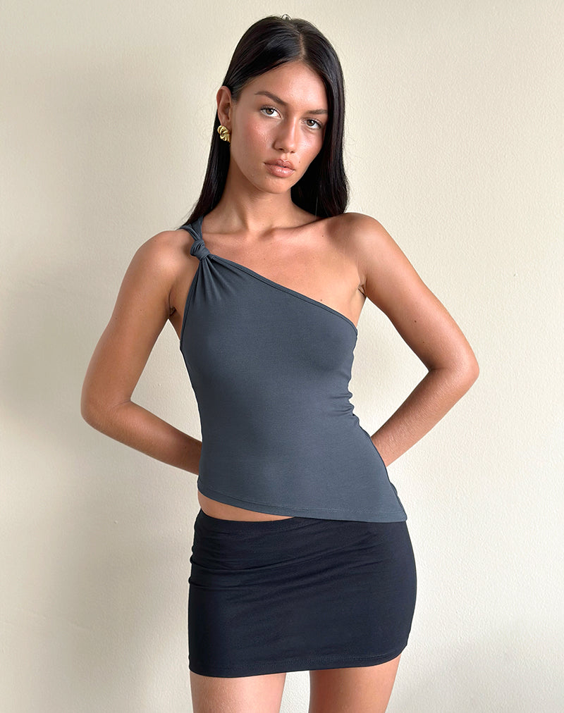 Idra Asymmetrisches Top aus gerafftem Jersey Ocean Storm