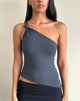 Image of Idra Asymmetrisches Top aus gerafftem Jersey Ocean Storm