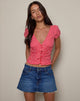 Image of Ilase Rüschenbluse aus rotem Gingham