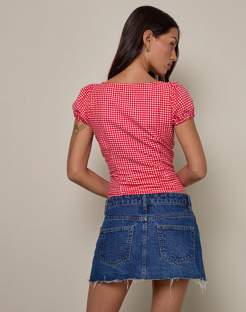 Image of Ilase Rüschenbluse aus rotem Gingham