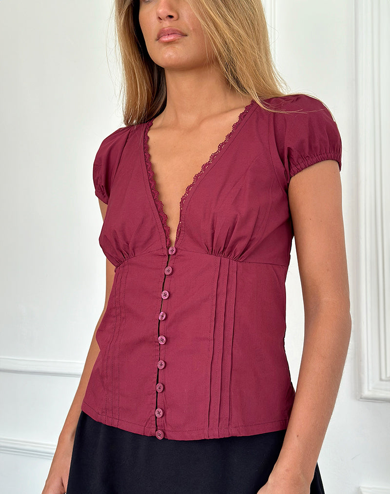 Bild von Ilias Korsett-Top aus Popeline Burgundy