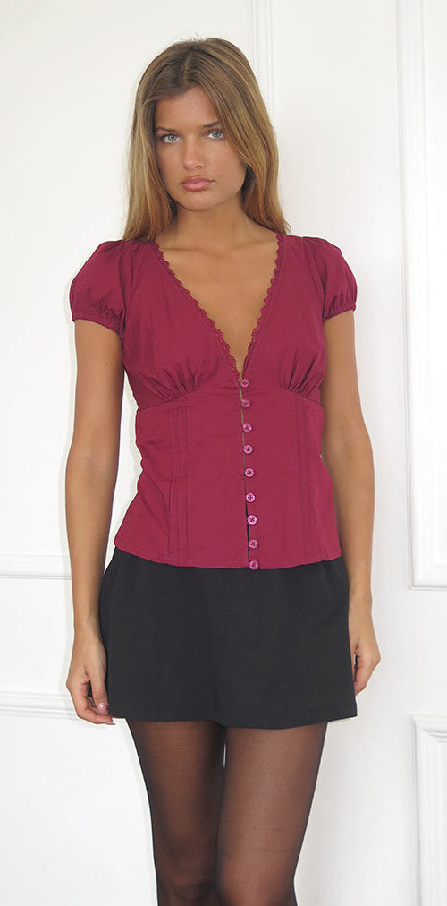 Bild von Ilias Korsett-Top aus Popeline Burgundy