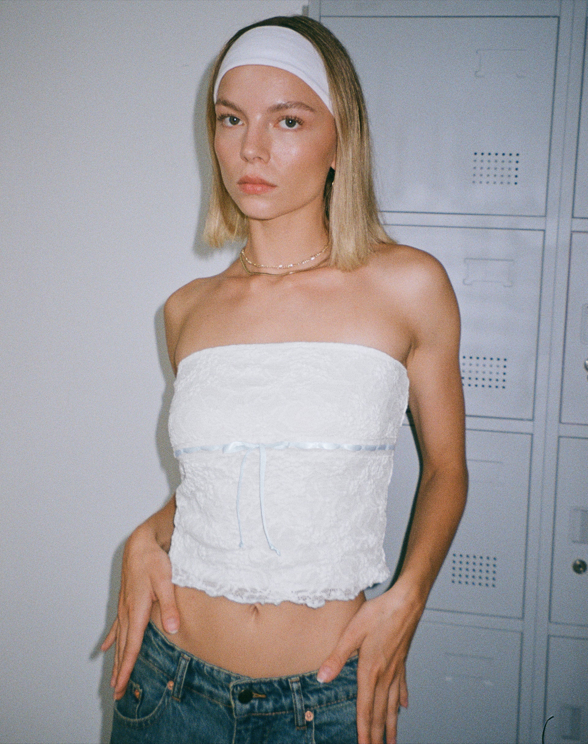 Image of Ilina Bandea Top aus Spitze Elfenbein