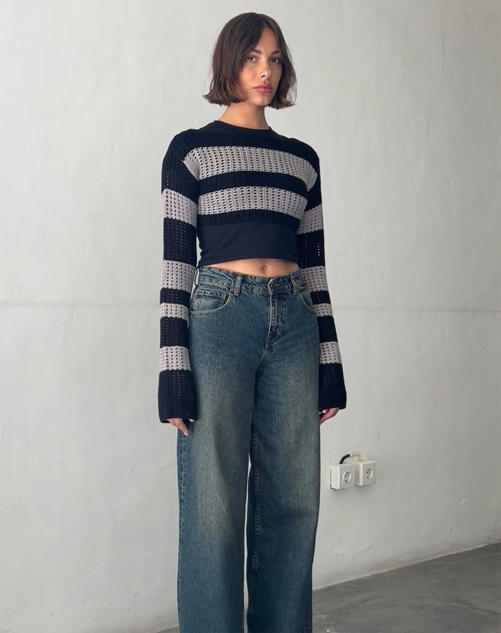 Ozzy Bolero Top in Schwarz Grau