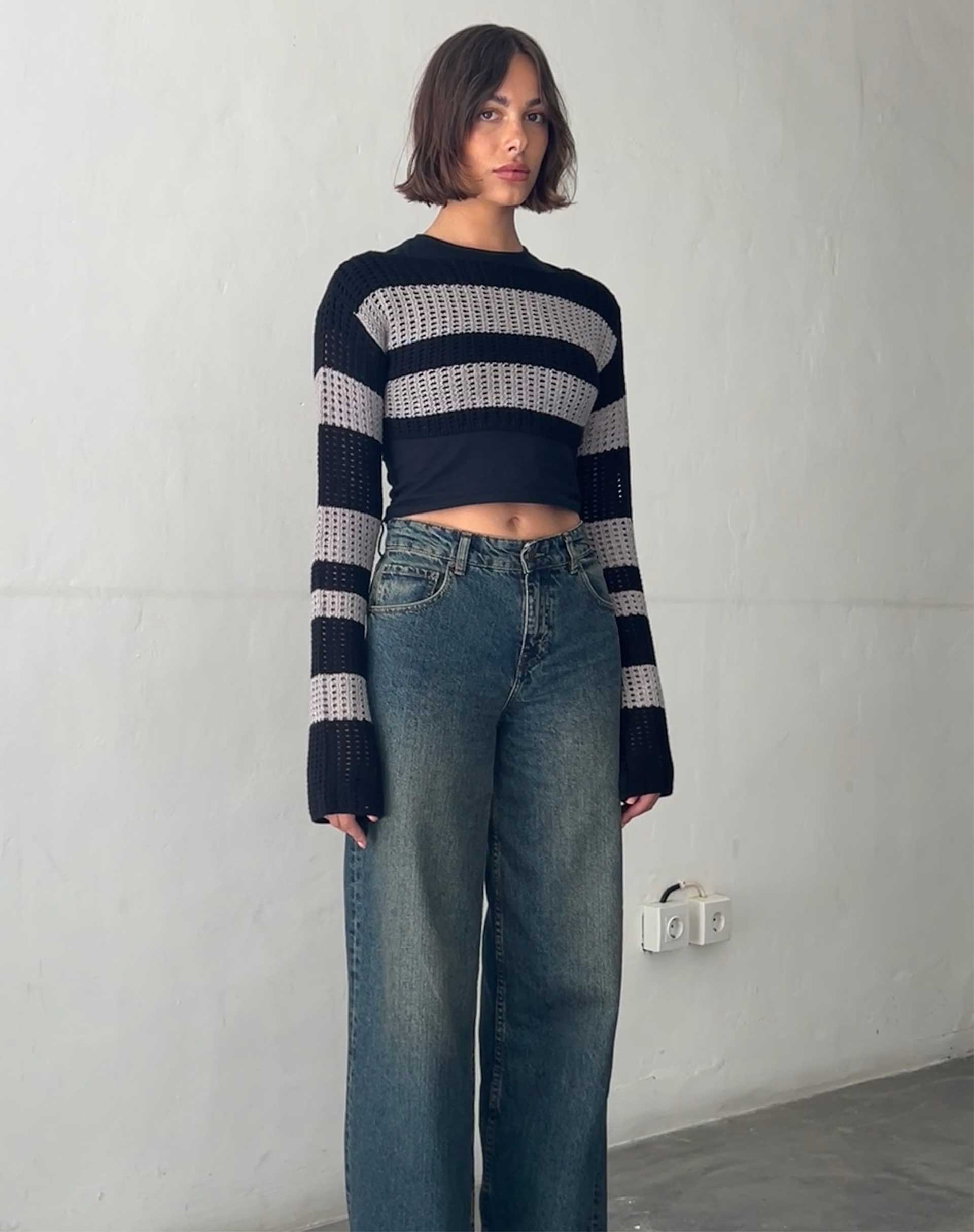 Bild von Ozzy Bolero Top in Schwarz Grau