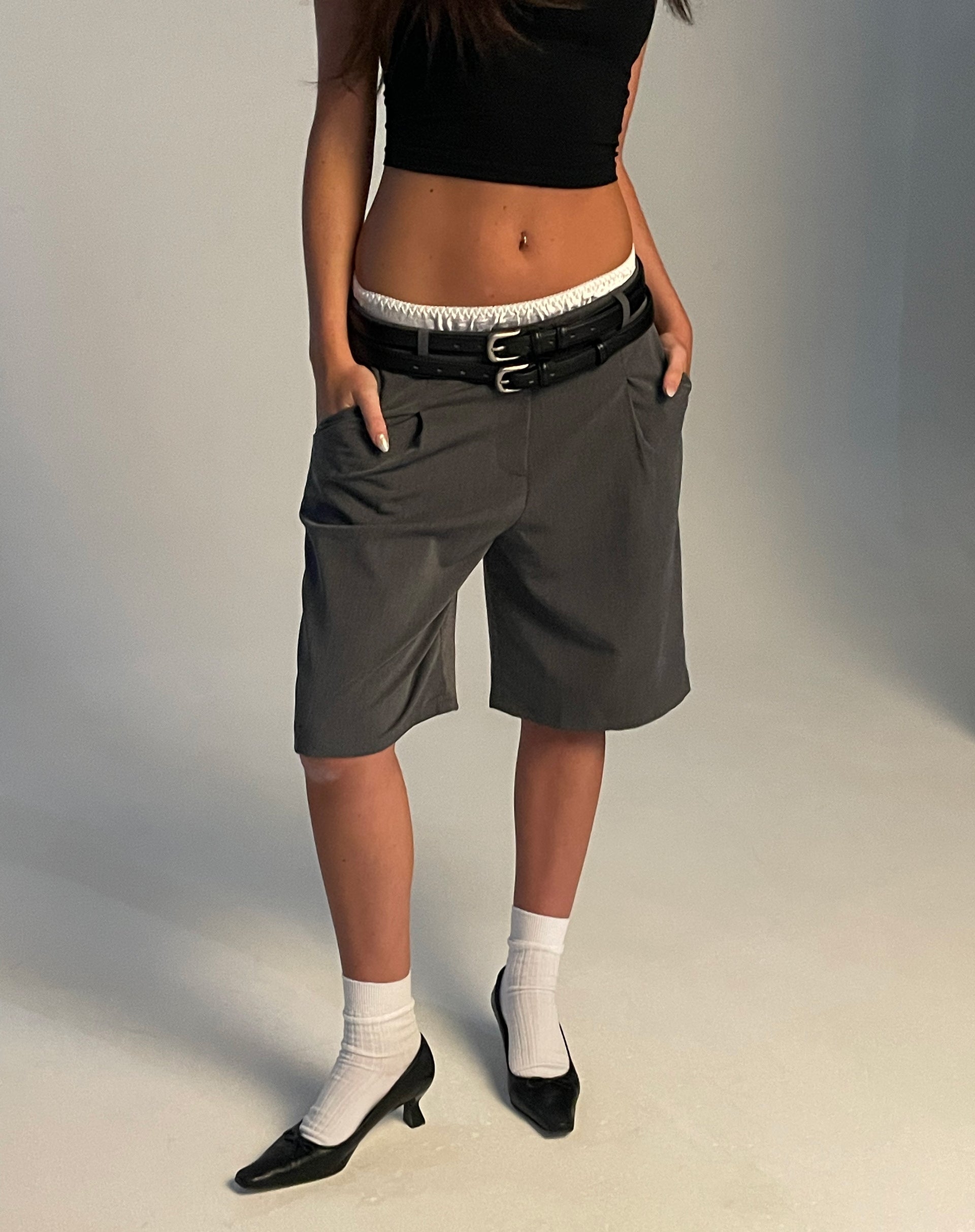 Image of Setya Long Line Tailored Shorts in Anthrazit