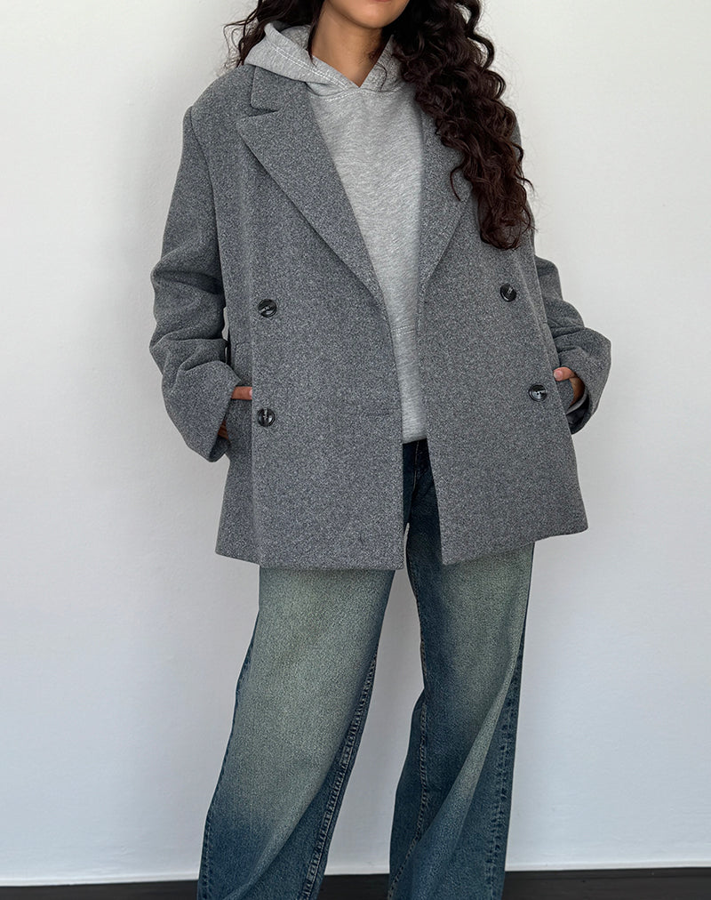 Image of Binaiya Blazer aus Wolle in Übergröße in Grau