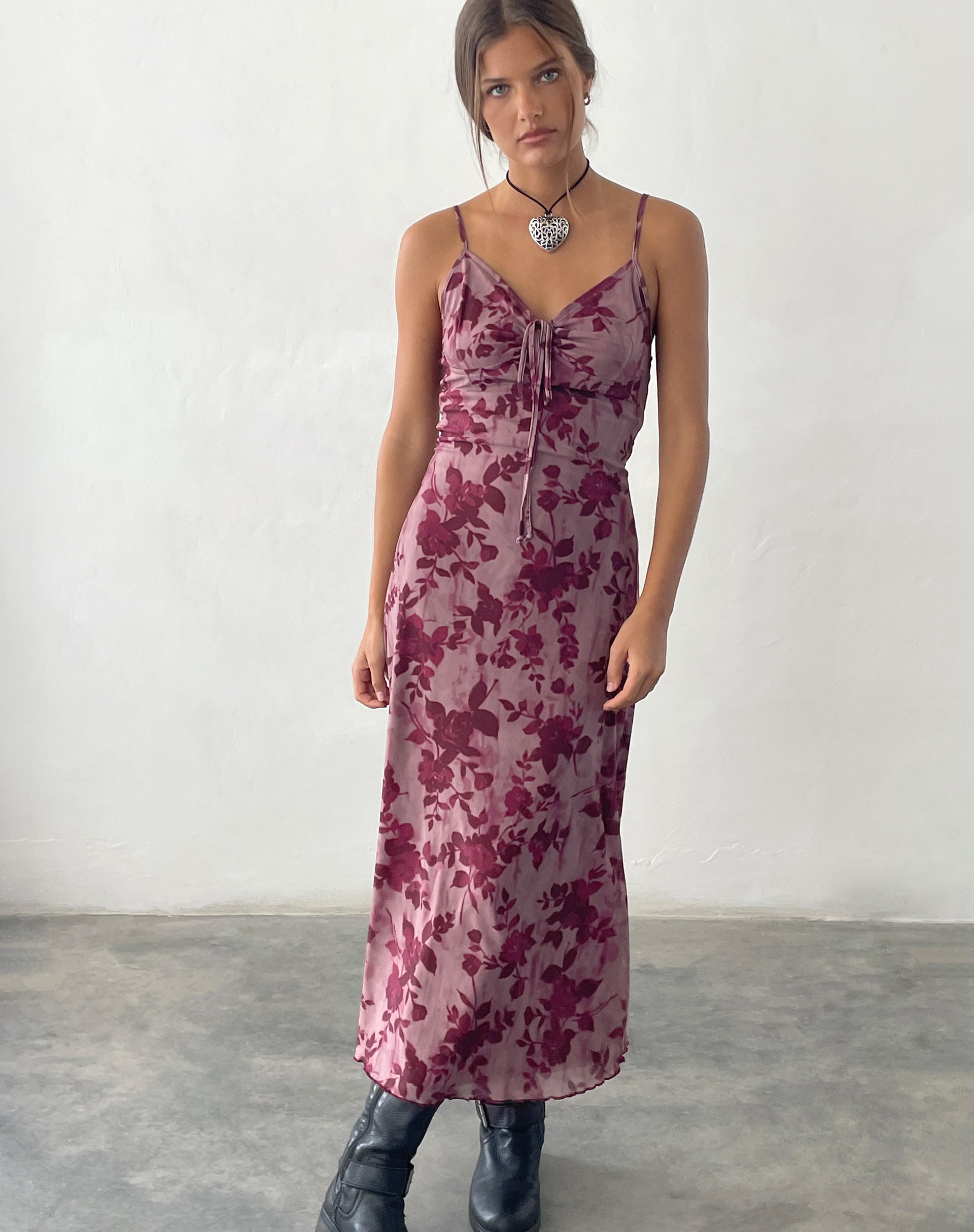 Bild von Coya Maxikleid aus Mesh Maroon Blurred Flower