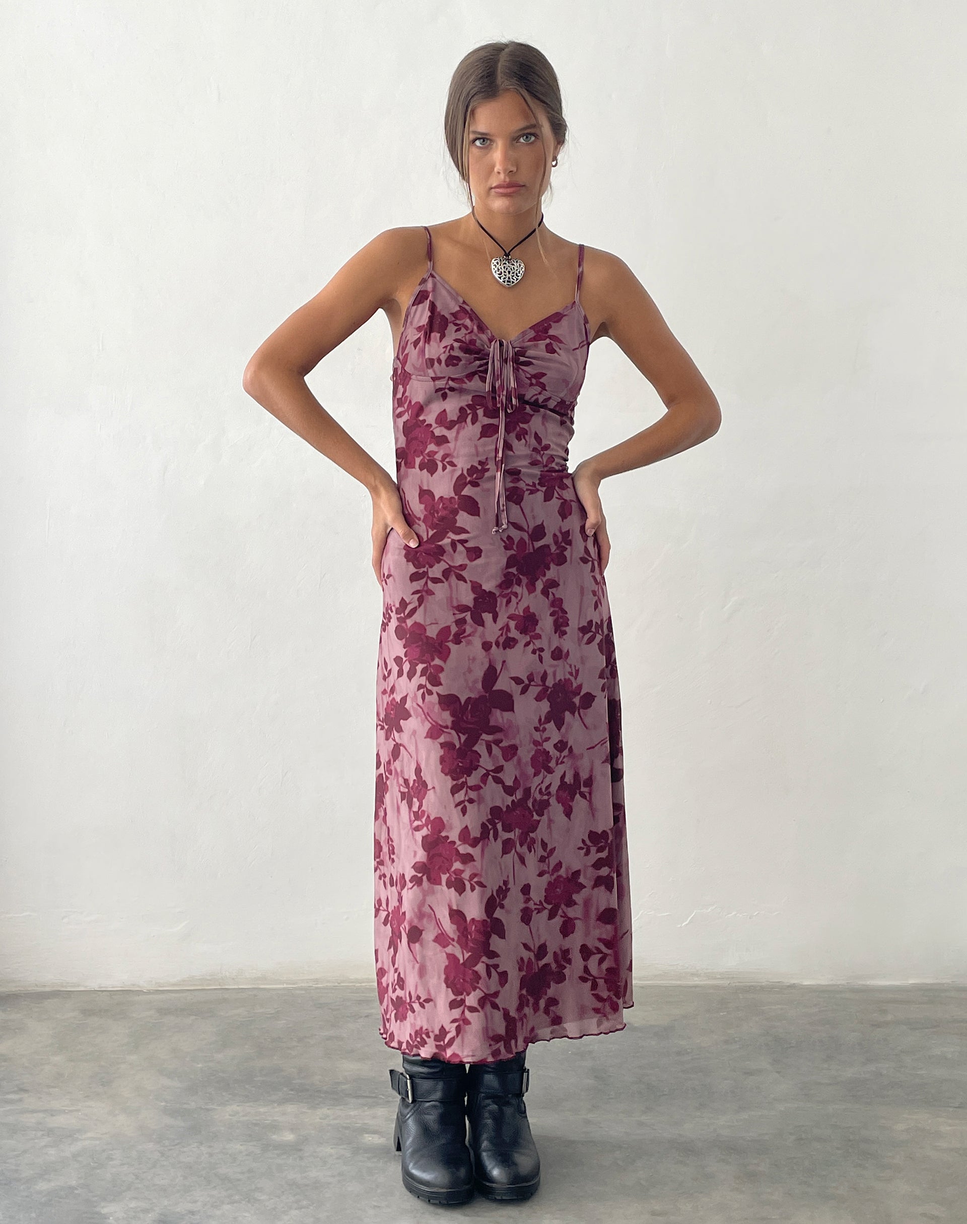 Bild von Coya Maxikleid aus Mesh Maroon Blurred Flower