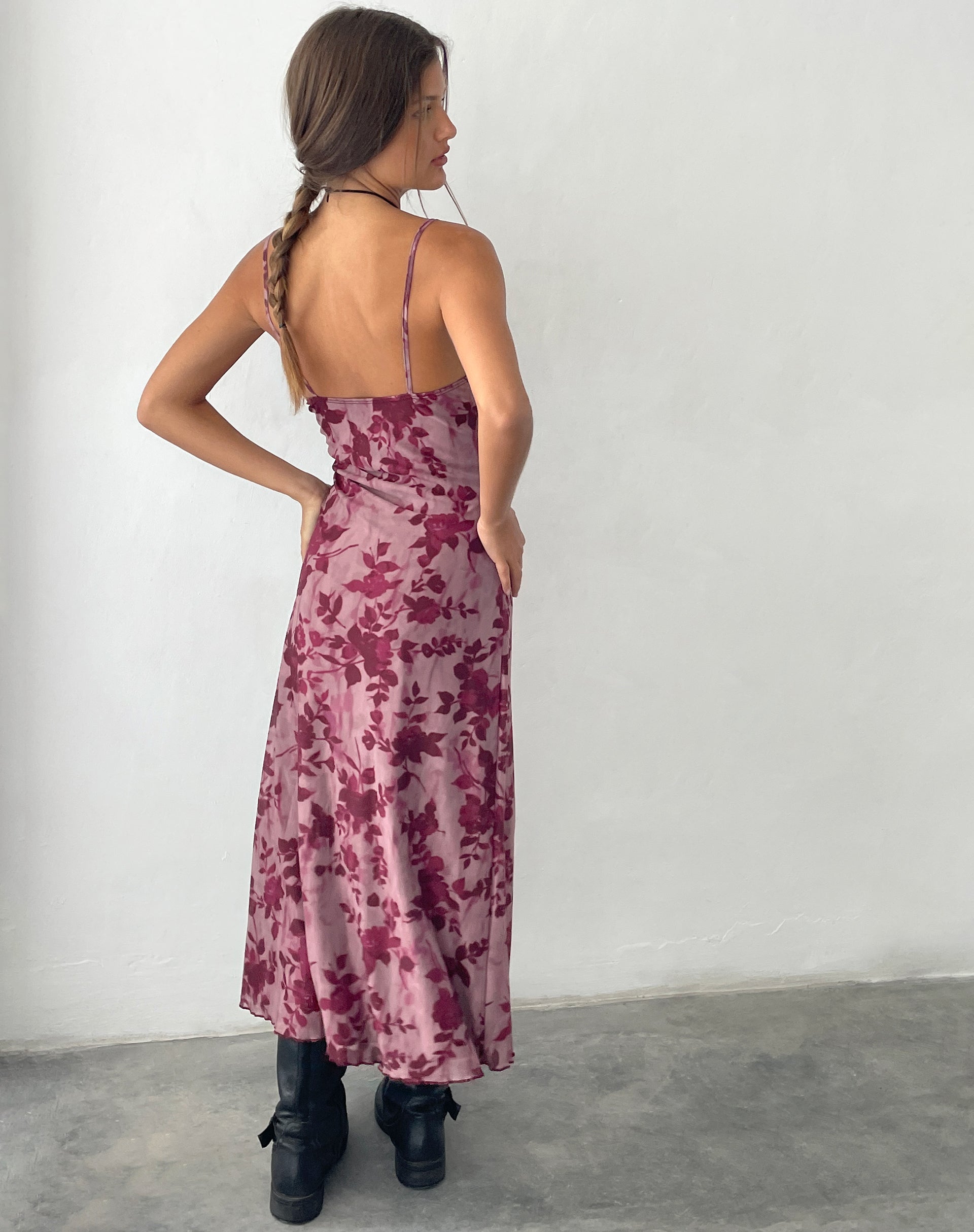 Bild von Coya Maxikleid aus Mesh Maroon Blurred Flower