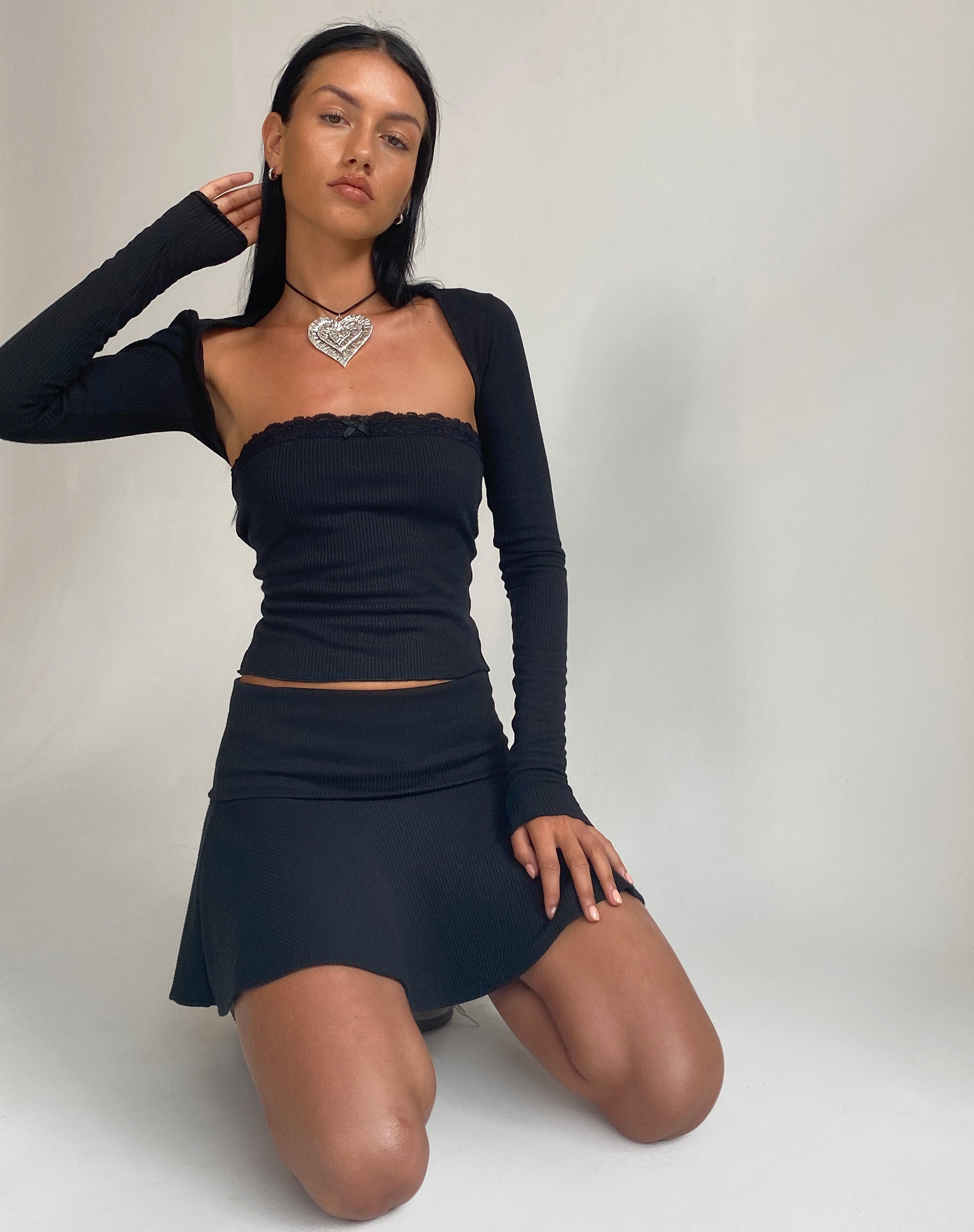 Bild von Orla Micro Mini Rib Rock in Schwarz