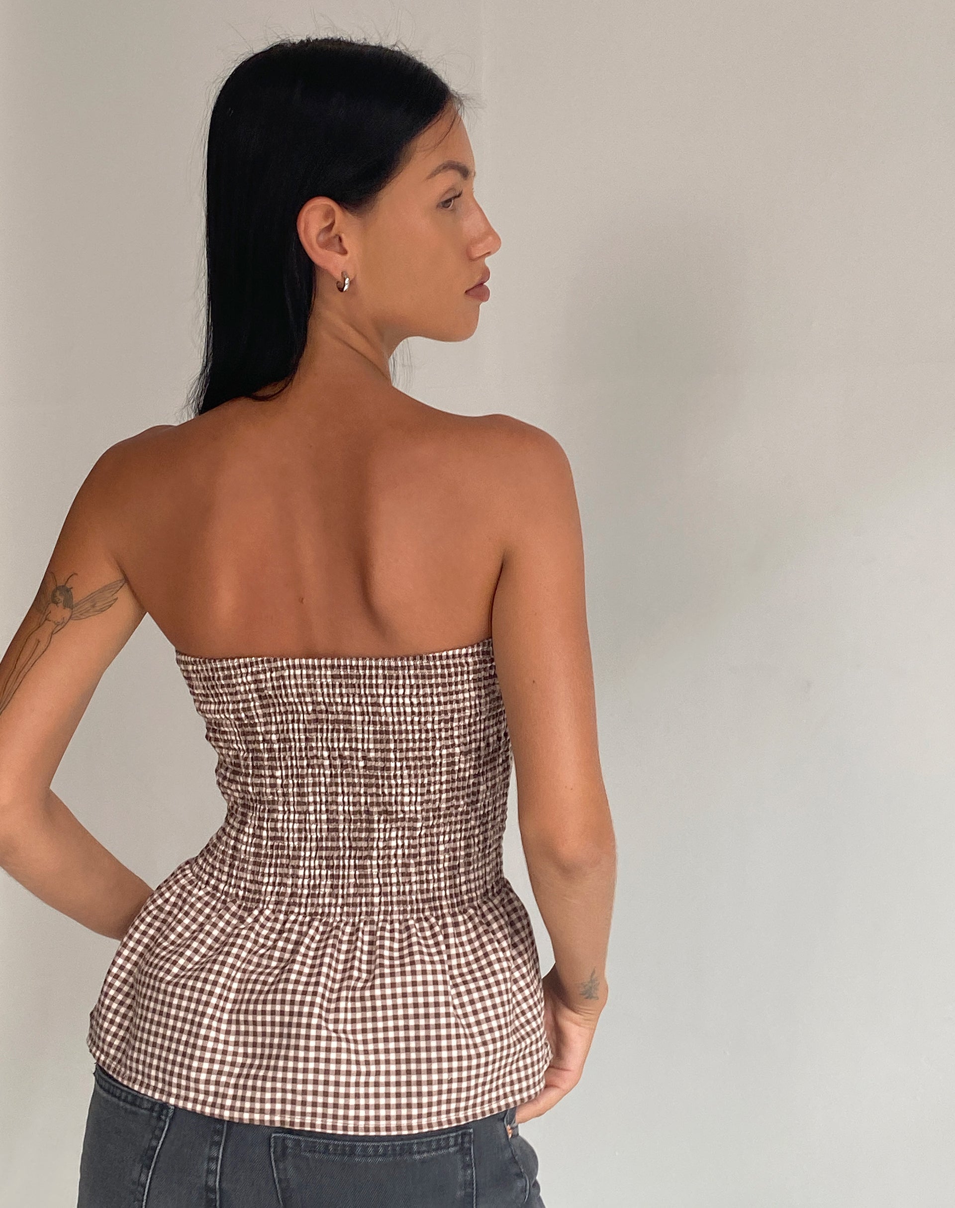 Bild von Soter Gerafftes Bandeau-Top in Mini Gingham