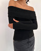 Image of Circe Off-Shoulder Long Sleeve Knit Top in Schwarz