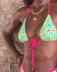 Image of Pamita Bikini-Oberteil in Grün geblümt mit rosa Bindung