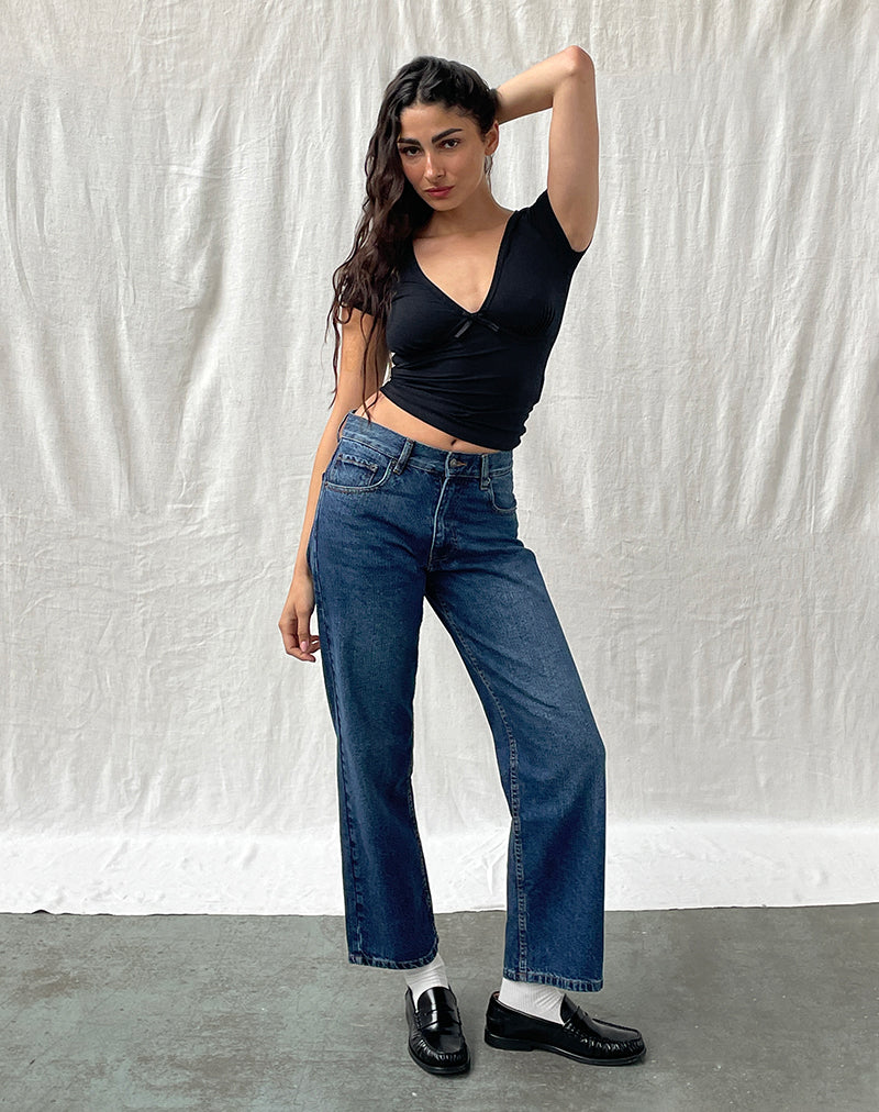 Mid Rise Awkward Parallel Jeans in Mid Blue Gebraucht