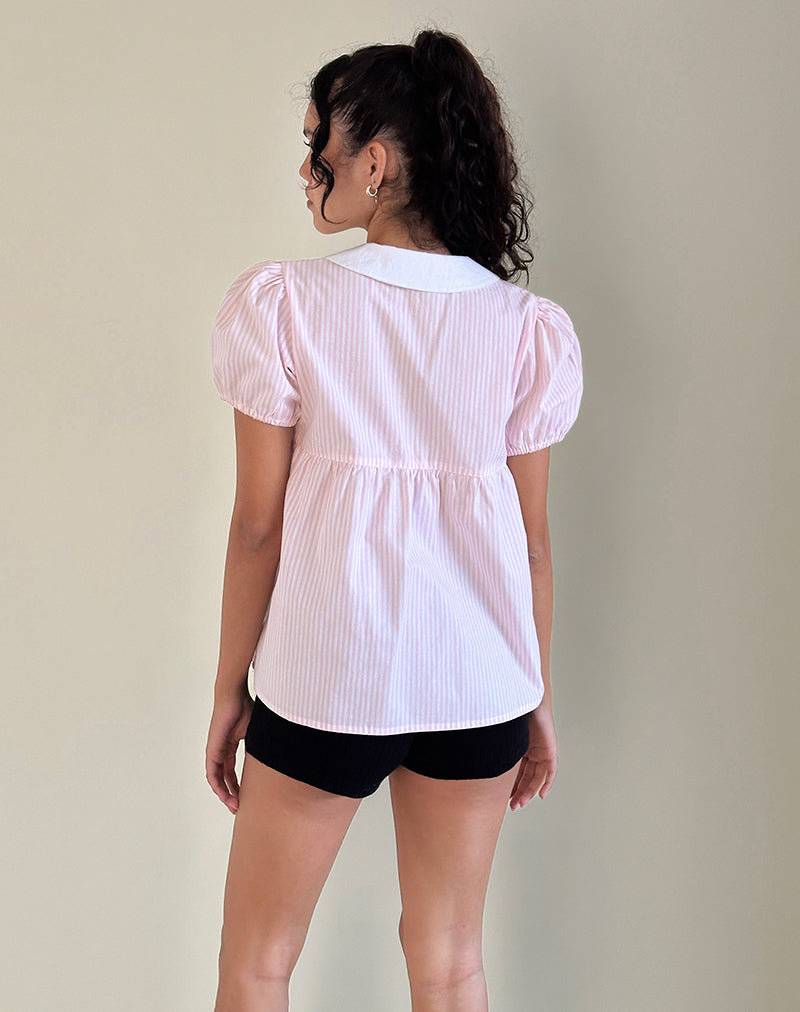 Image of Immy Top in kleinem Streifen vertikal Candy Pink
