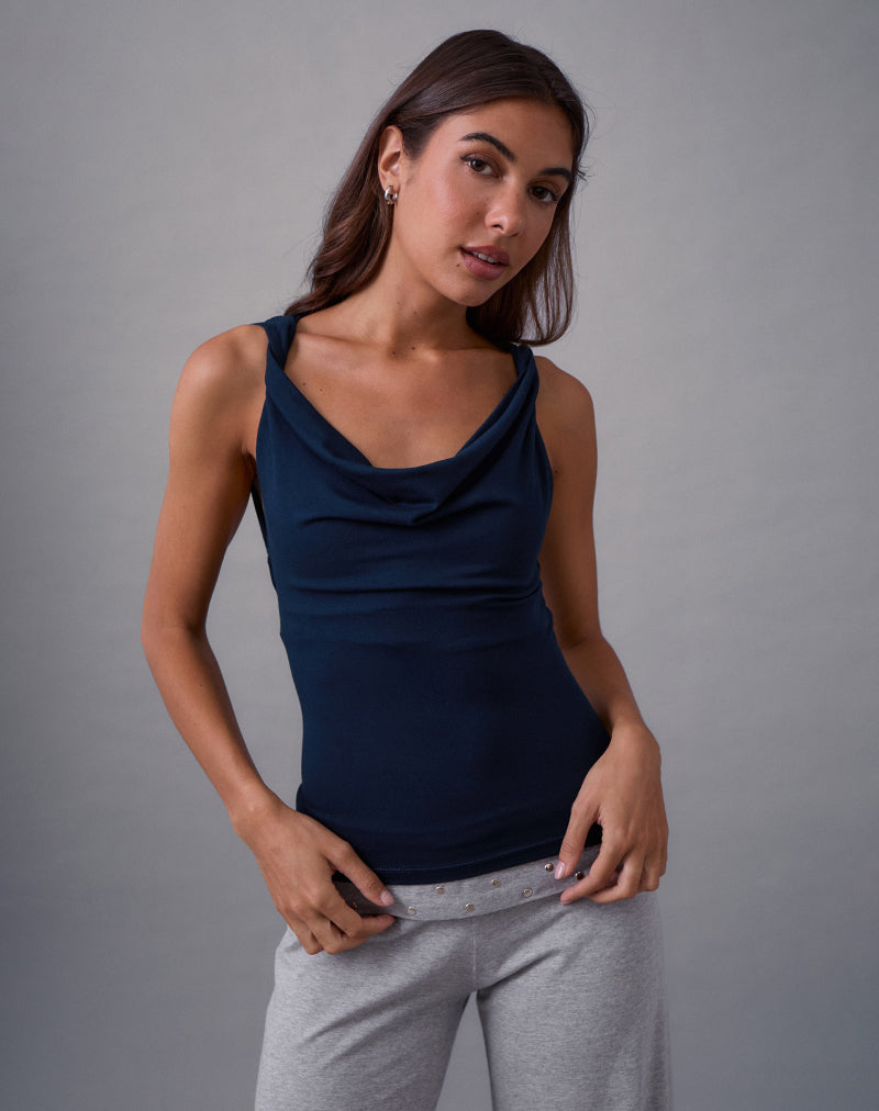 Image of Imrie Open Back Top aus Rayon Jersey Navy
