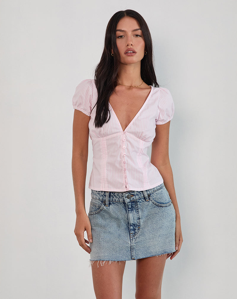 Bild von Inasha Top in Candy Pink Kleiner vertikaler Streifen