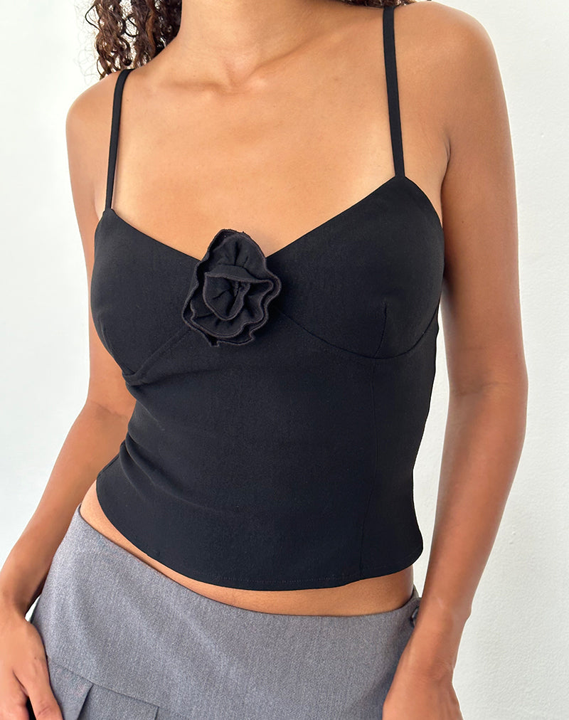 Indus Cami Top in Rosette Schwarz