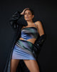 Intiha Kleid aus Satin Petrol Ombre