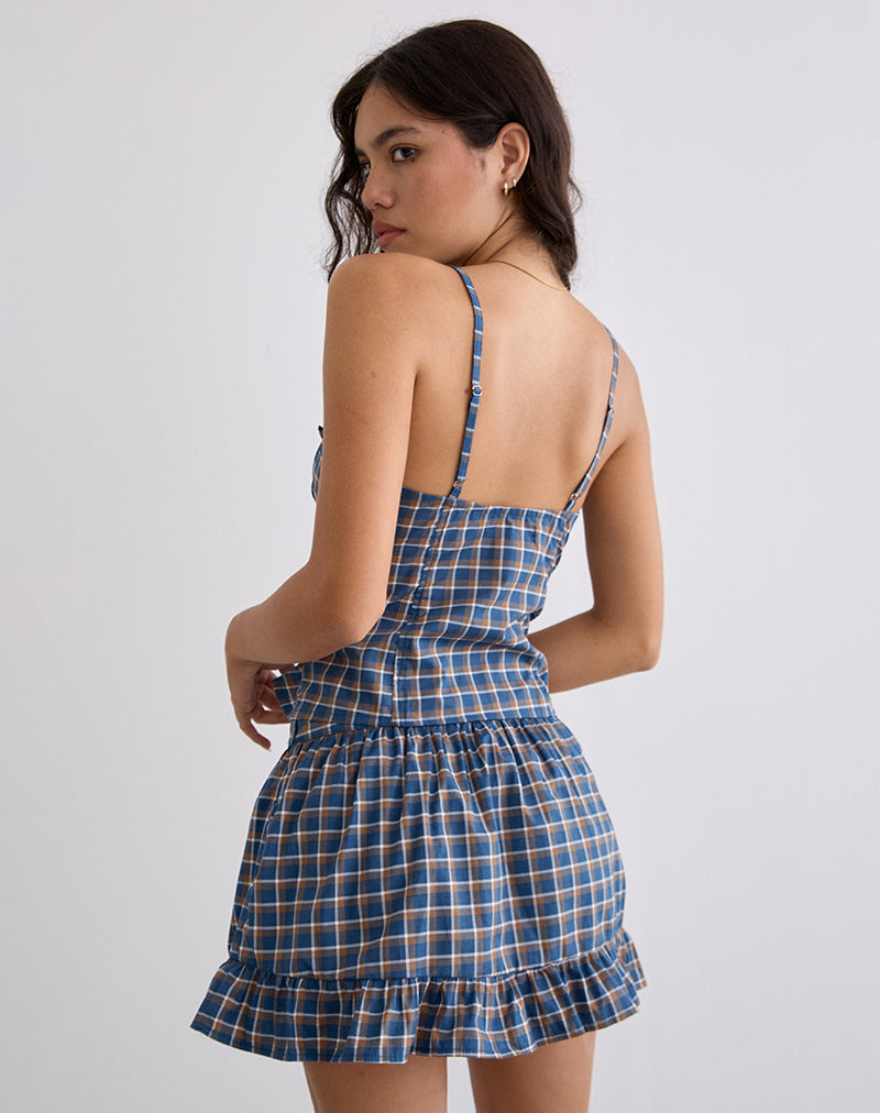 Image of Isamu Top in Medium Tartan Blau