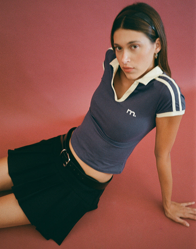Image of Isda Polo Top in Greystone mit Buttermilch-Bindung