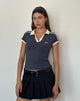Image of Isda Polo Top in Greystone mit Buttermilch-Bindung