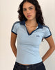 Image of Isda Top in Nantucket Blau mit marineblauem Einband und M-Stickerei