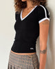 Bild von Izolde Baby Tee in Schwarz mit weißem Einband und M-Stickerei