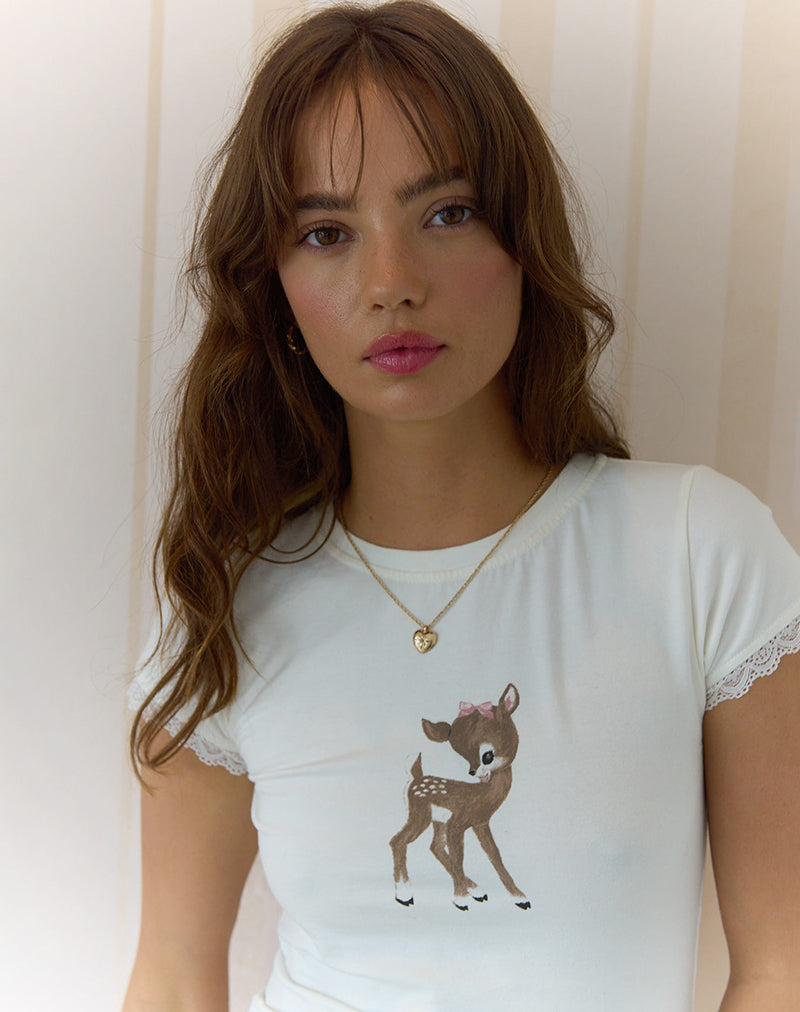 Bild von Izzy Top in Off White Deer Print