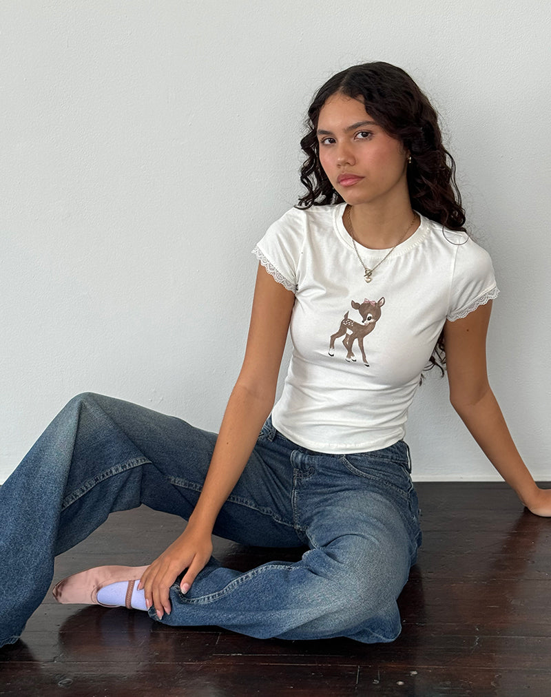 Bild von Izzy Top in Off White Deer Print