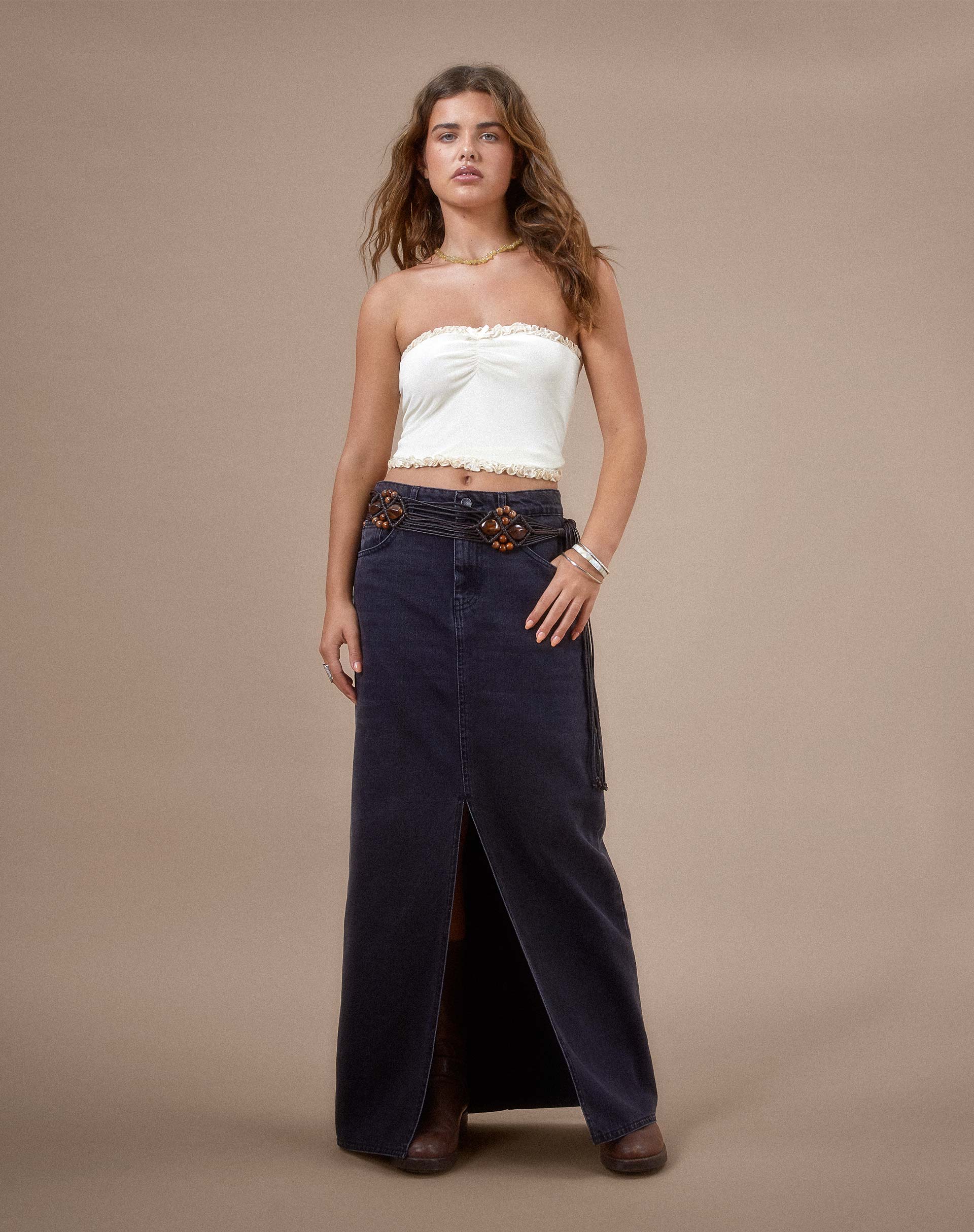 Image of Jachai Rüschen-Detail Bandeau Top in Off White
