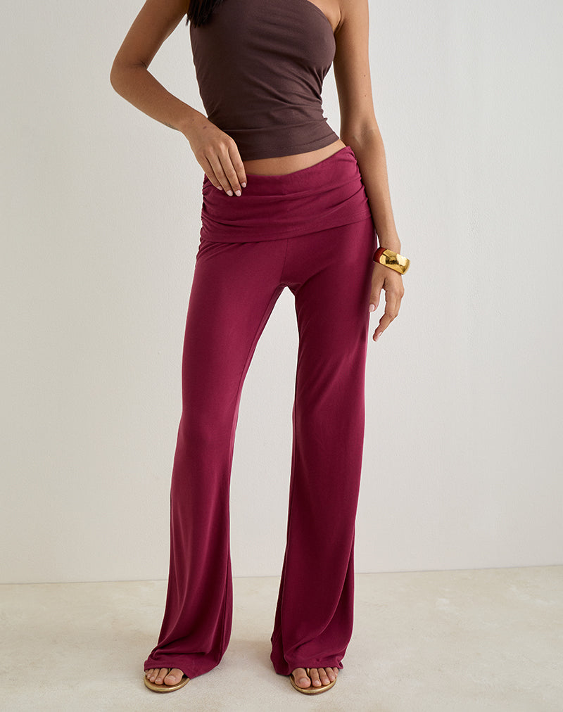 Image of Jacita Low Rise Hose aus Cupro Burgundy