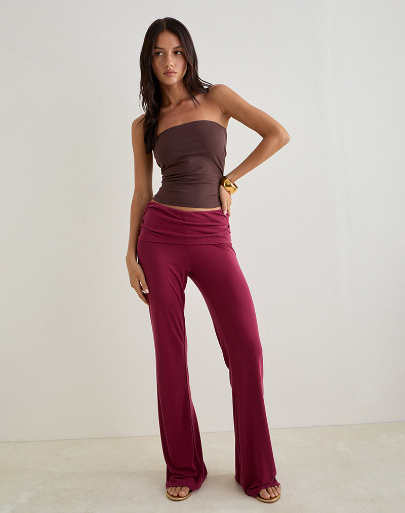 Image of Jacita Low Rise Hose aus Cupro Burgundy