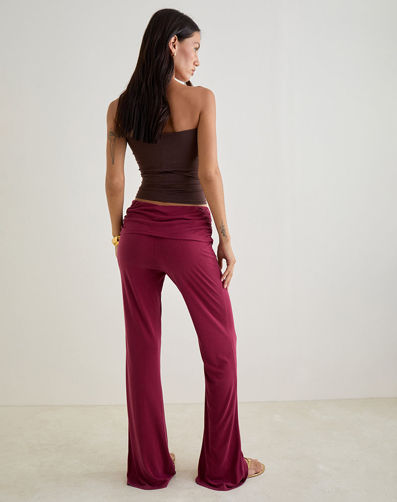 Image of Jacita Low Rise Hose aus Cupro Burgundy